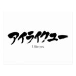 i like you in Japanese Katakana postcard