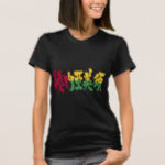 place in Japanese kanji for Guinea bissau with flag pattern tee shirt