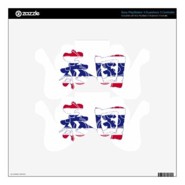 place in Japanese kanji for Thailand with flag pattern decal for ps controller