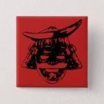 Samurai illustration square Pin Button