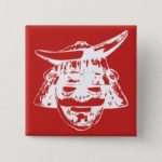 Samurai illustration square red Button